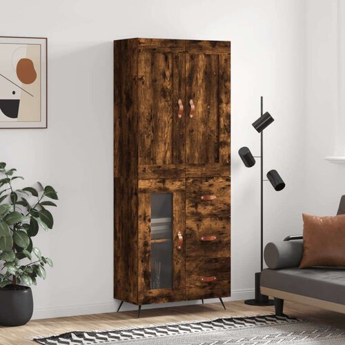  Visoka komoda dimljeni hrast 69 5x34x180 cm konstruiranog drva Cene