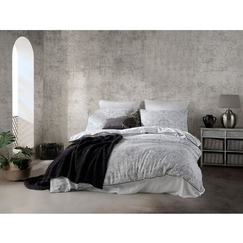  İskit whiteblack satin king quilt cover set (de) Cene