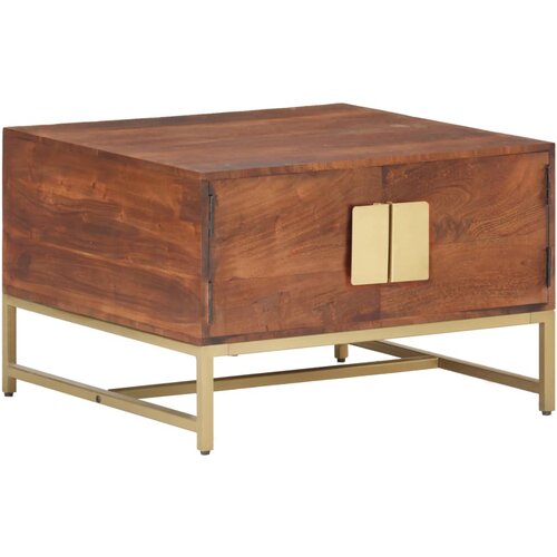  Klubska mizica medeno rjava 67x67x45 cm trden akacijev les Slike