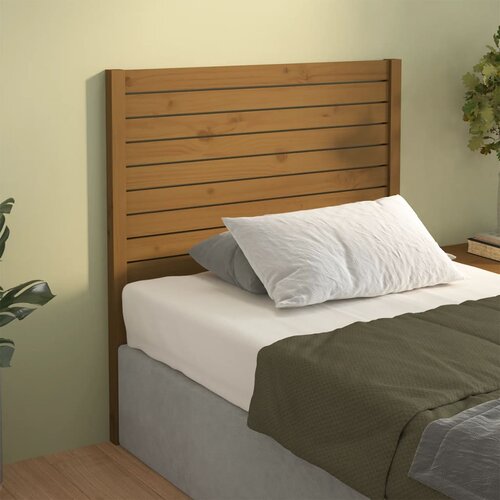  Uzglavlje za krevet boja meda 106 x 4 x 100 cm masivna borovina Slike