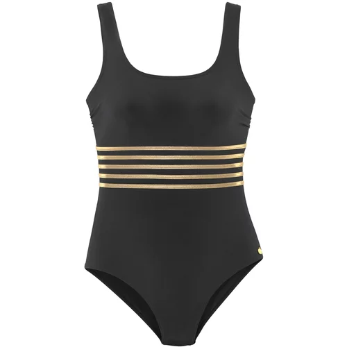 Lascana Jednodijelni kupaći kostim tamno bež / zlatna / crna