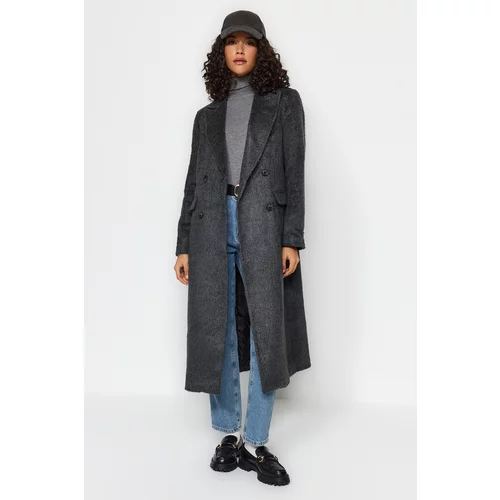Trendyol Limited Edition Anthracite Oversize Buttoned Cachet Coat