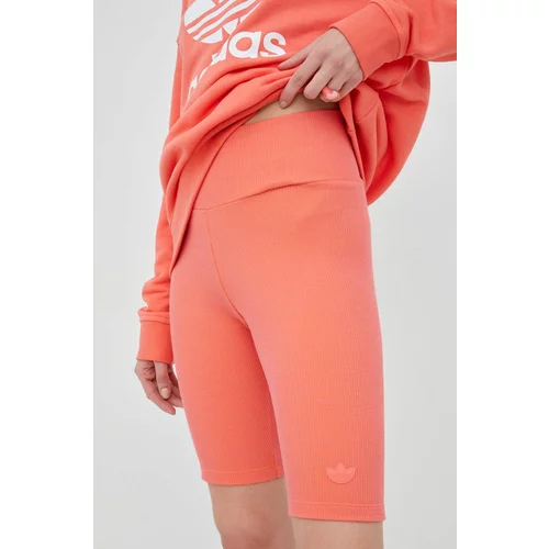 Adidas Kratke hlače Trefoil Moments za žene, boja: ružičasta, glatki materijal, visoki struk, HF2106-SMTR/BRANG