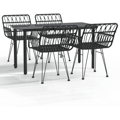  5-dijelni vrtni blagovaonski set od poliratana crni Crna Dužina stola 140 cm Slike
