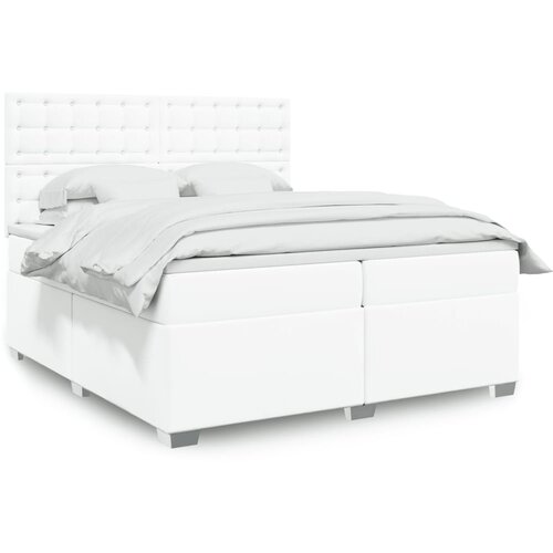 The Living Store Box spring postelja z vzmetnico bela 200x200 cm umetno usnje - Box Spring Postelja, (21428250) Cene