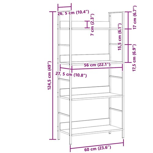 Police za knjige s 4 razine bijele 60 x 27,6 x 124,5 cm drvene Slike