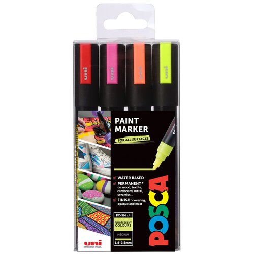 POSCA Marker Uni PC-5M POSCA, set 4/1 NEON Slike