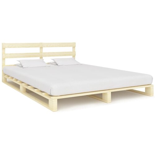The Living Store Posteljni okvir iz palet trdna borovina 160x200 cm - Posteljni Okvir, (21488607) Slike