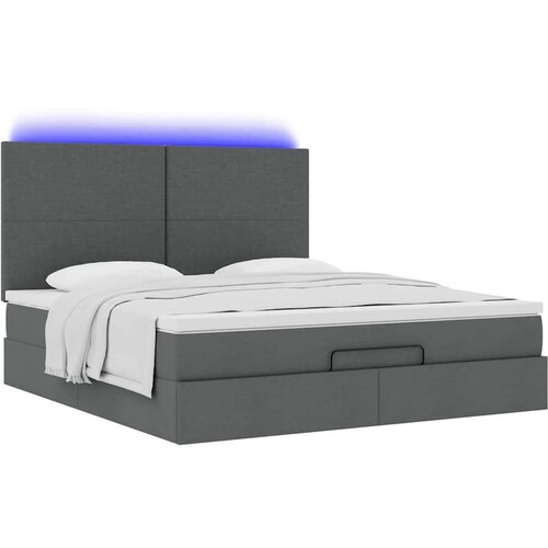 VidaXL Otomanski krevet s madracem i LED tamnosivi 160x200cm tkanine Slike