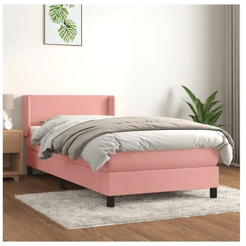 vidaXL Box spring krevet s madracem ružičasti 90x190 cm baršunasti