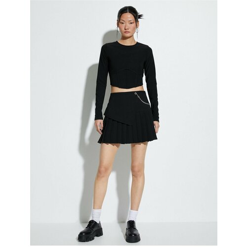 Koton Pleated Mini Skirt Chain Detailed Normal Waist Slike
