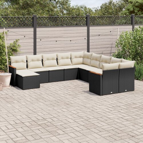  11-dijelni set vrtnih sofa od poliratana s jastucima crni Slike