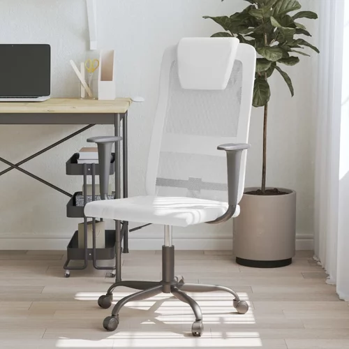  Uredska stolica bijela od mrežaste tkanine i umjetne kože