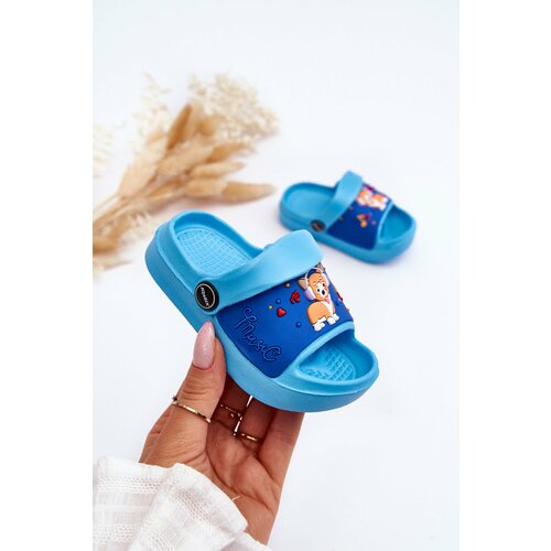 Kesi Light children's slides Sandals with Dog motif Blue Rico Cene