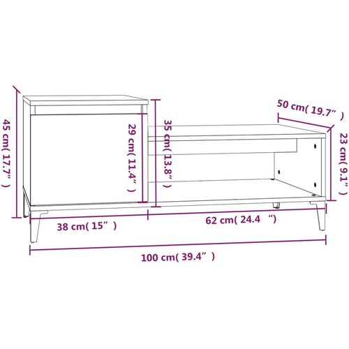  Stolić za kavu boja hrasta 100x50x45 cm konstruirano drvo Slike