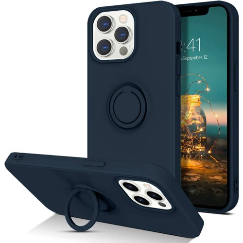 Onasi Silikonski ovitek Liquid Ring za iPhone 13 Pro Max - moder Slike