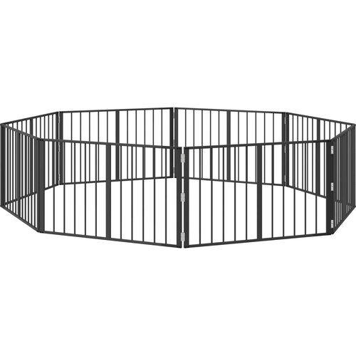  Vrata za pse 8 pcs Crna 100 x 60 cm Cinkani čelik Slike