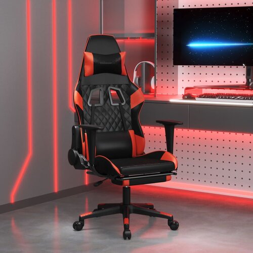 The Living Store Masažni igralni stol z oporo za noge črno in Rdeča umetno usnje - Gaming Stol, (21426612) Slike