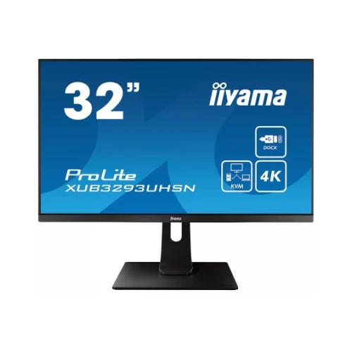 Iiyama ProLite XUB3293UHSN-B5LED monitor 32" (31.5" viewable) 3840 x 2160 4K @ 60 Hz IPS 350 cd/m² 1000:1 4 ms HDMI DisplayPort USB-C speakers matte black - XUB3293UHSN-B5