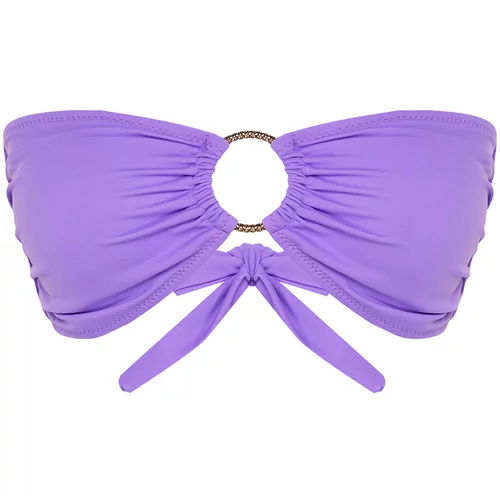Trendyol Purple Strapless Accessorized Bikini Top