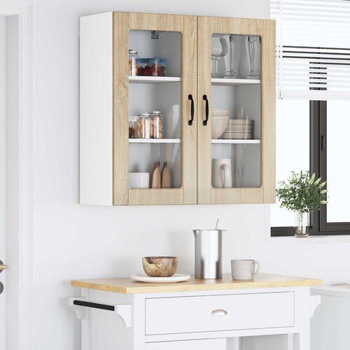  Zidni stakleni ormarić Lucca 2 pcs Hrast sonoma 40 x 31 x 80 cm Slike