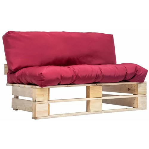  sofa od paleta s crvenim jastucima borovina