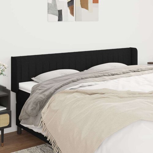  Vzglavje z u&amp;scaron;esi črno 183x16x78/88 cm blago, (20794242) Slike