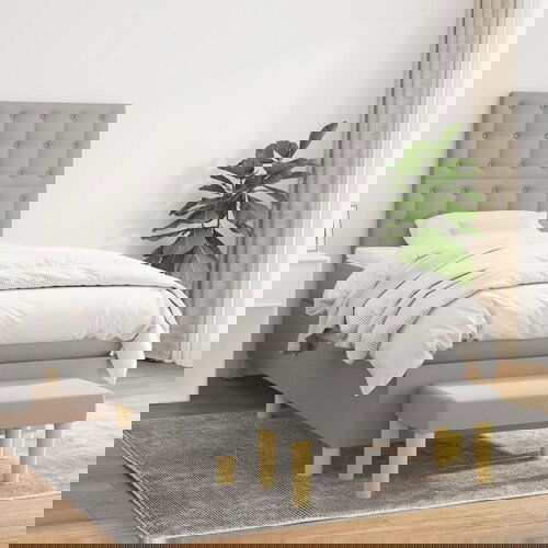 The Living Store Box spring postelja z vzmetnico svetlo siva 90x190 cm blago - Box Spring Postelja, (21438410) Slike