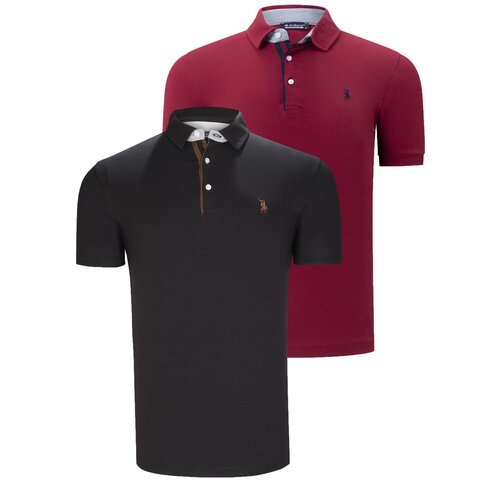 Dewberry DUAL SET T8582 MENS T-SHIRT-BLACK-BURGUNDY Slike