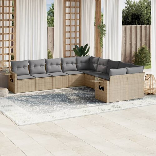 vidaXL 10-dijelni set vrtnih sofa s jastucima bež od poliratana Cijene