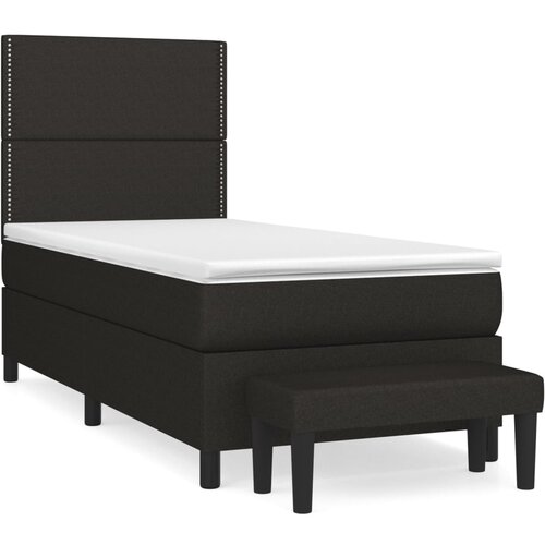 VidaXL Box spring postelja z vzmetnico črn 90x190 cm blago, (20894124) Slike