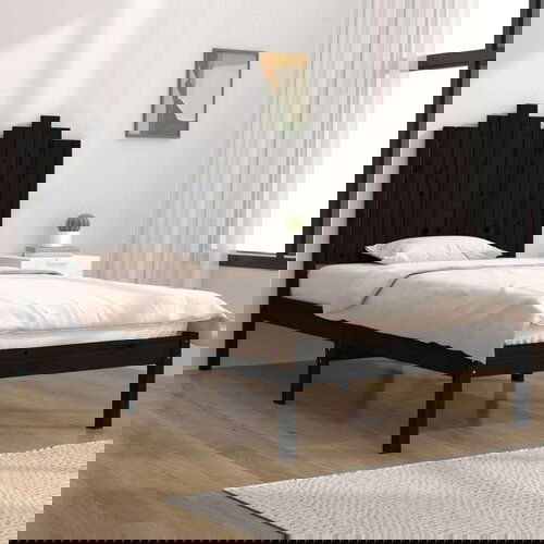  Posteljni okvir črn iz trdne borovine 100x200 cm, (20644237) Slike