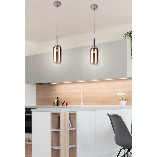 Candellux Antracitno siva LED viseča svetilka s steklenim senčilom &amp;oslash; 13 cm Fiuggi &amp;ndash; Slike