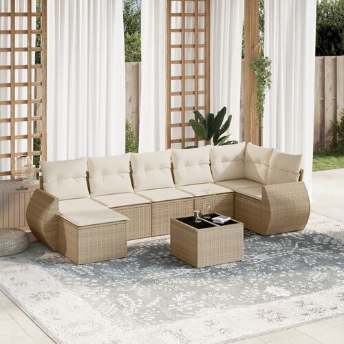 vidaXL 8-dijelni set vrtnih sofa od poliratana s jastucima bež Cijene
