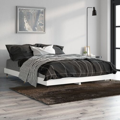 VidaXL Posteljni okvir bel 140x190 cm inženirski les Slike