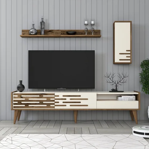 Hanah home Valensiya - Walnut, Cream TV omarica, (20869547)