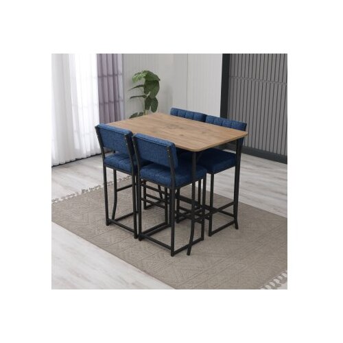 Hanah home Set Barski sto i 4 stolice Retro Navy Blue Walnut Cene