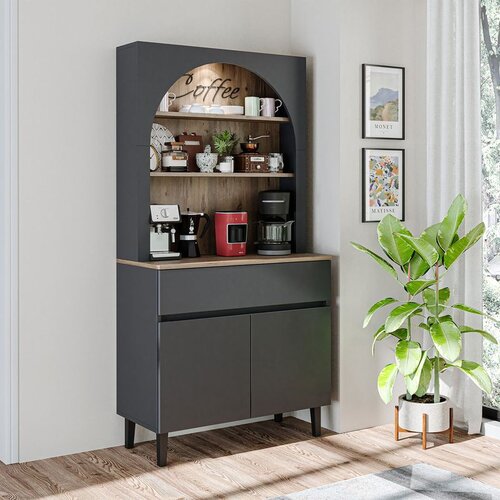 Hanah home 2805 kafe bar ormarić 90 &amp;times; 179 &amp;times; 42 cm, antracit/atlantski bor Slike