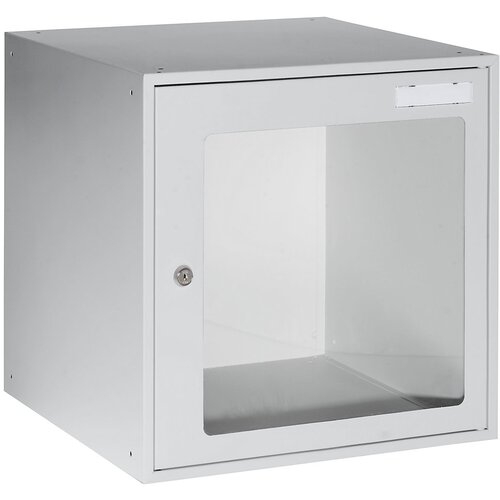 eurokraft basic Omarica kocka s ključavnico in okencem, VxŠxG 450 x 450 x 450 mm, okvir vrat svetlo siv RAL 7035 Cene