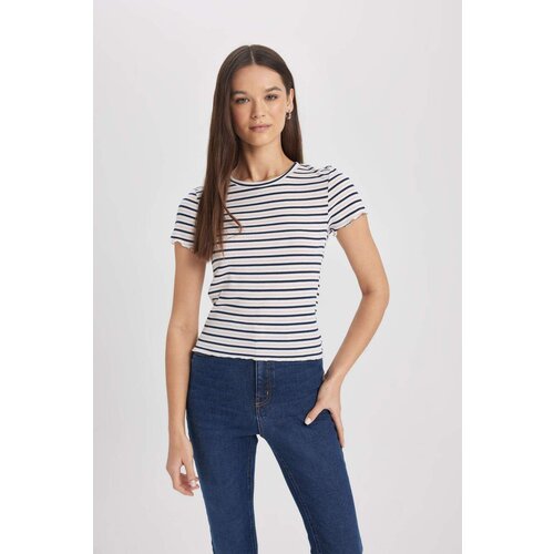 Defacto Fitted Crew Neck Striped Short Sleeve T-Shirt Cene
