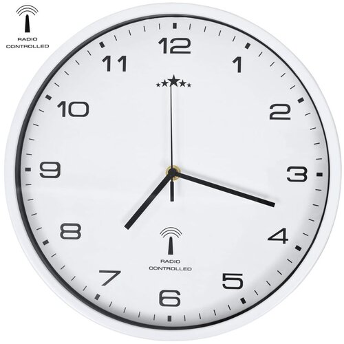  Radijski upravljan zidni sat s kvarcnim mehanizmom 31 cm bijeli Slike