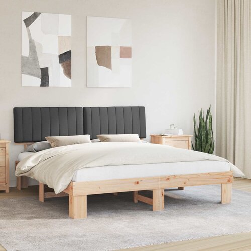  Krevetni okvir s tapiciranim uzglavljem Tamno siva 180 x 200 cm Cijene