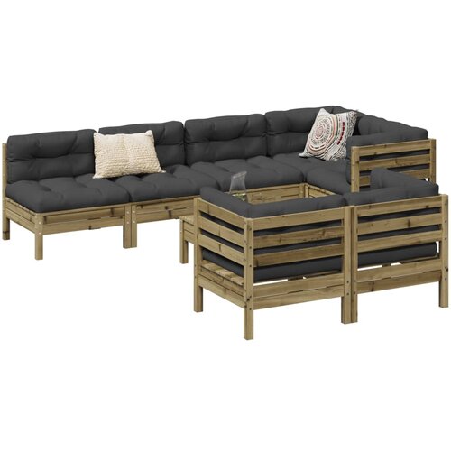  8-dijelni set vrtnih sofa s jastucima od impregnirane borovine Cene