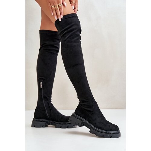 Kesi Women&amp;#039;s over-the-knee boots made of eco-suede black Irithalla Slike