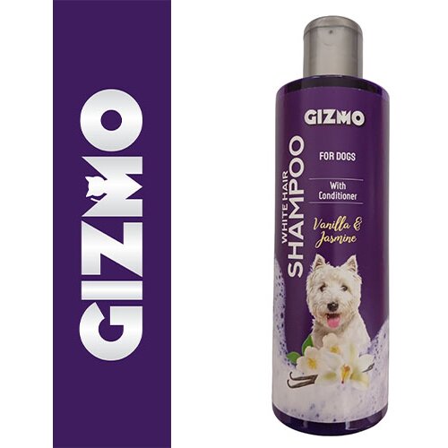 Gizmo šampon za bele pse – sa regeneratorom 250ml vanila i jasmin Slike