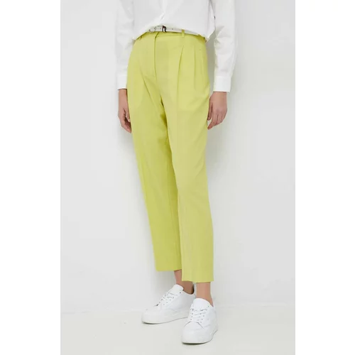 PS Paul Smith Vunene hlače za žene, boja: žuta, široke, visoki struk