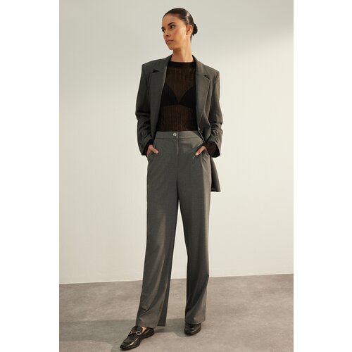 Trendyol Anthracite Premium Wide Leg Woven Trousers Slike