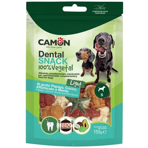 Camon poslastice za pse - Animal&sea shape 100% Vegetal Papaja, kokos, aroma roštilja i mente 155g Slike