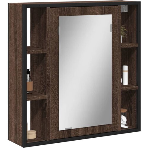 VidaXL Kopalni&amp;scaron;ka omarica z ogledalom rjavi hrast 60x16x60 cm Slike