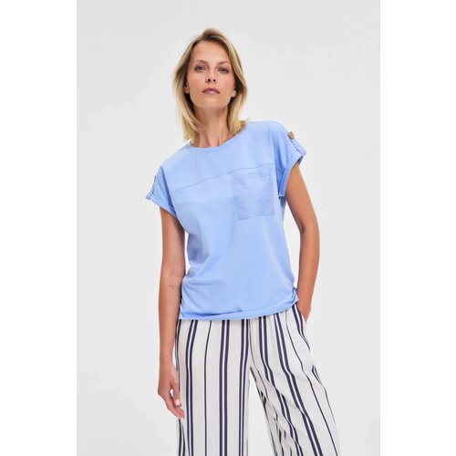 Marisse T-Shirt With A Pocket, Blue Slike